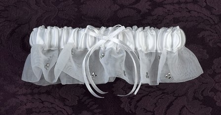 Organza Garter with Crystal Clusters